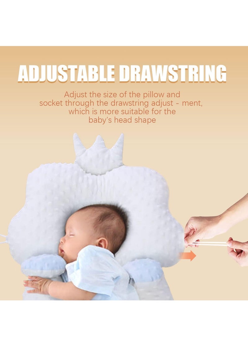 Baby Head Shaping Pillow, Sleep Shaping Newborn Pillow and Neck Support Baby Memory Foam Pillow with Adjustable Height Breathable