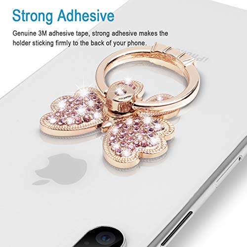 WATACHE Finger Ring Stand Grip,2 Pack Luxury Glitter Diamond Universal Metal Kickstand for iPhone 16/15/14/13 Pro Max, Galaxy S24/S23/S22 Ultra, Finger Ring Grip Holder for All Smartphone, Pink/Bowknot - Image 5