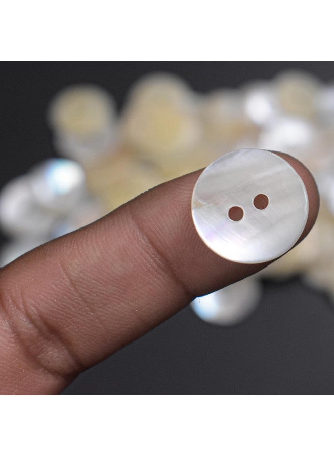 Embroiderymaterial Two Hole Round Mother of Pearl Buttons for Embelishment, Sewing and Crafting (72 Pieces, Cream) (15MM) - Image 2