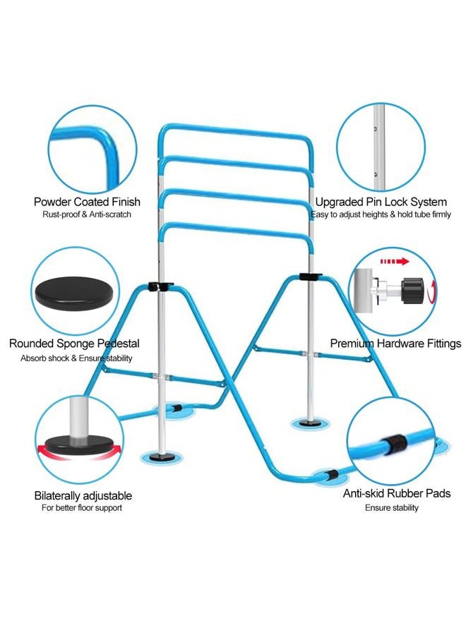ZUETK Expandable Gymnastics Bar for Kids, Adjustable Height Junior Training Kip Bar, Folding Gymnastic Horizontal Bars Monkey Bar, Home Gym Equipment for Kid Gymnasts, Child, Girl, Boy - Image 4
