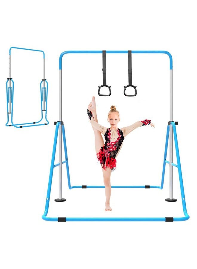 ZUETK Expandable Gymnastics Bar for Kids, Adjustable Height Junior Training Kip Bar, Folding Gymnastic Horizontal Bars Monkey Bar, Home Gym Equipment for Kid Gymnasts, Child, Girl, Boy - Image 1