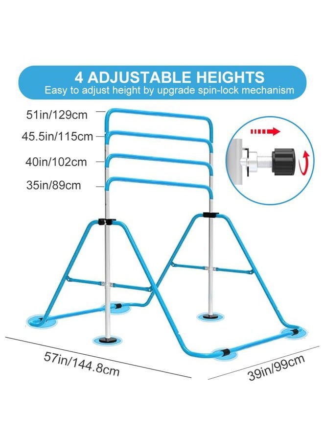ZUETK Expandable Gymnastics Bar for Kids, Adjustable Height Junior Training Kip Bar, Folding Gymnastic Horizontal Bars Monkey Bar, Home Gym Equipment for Kid Gymnasts, Child, Girl, Boy - Image 2