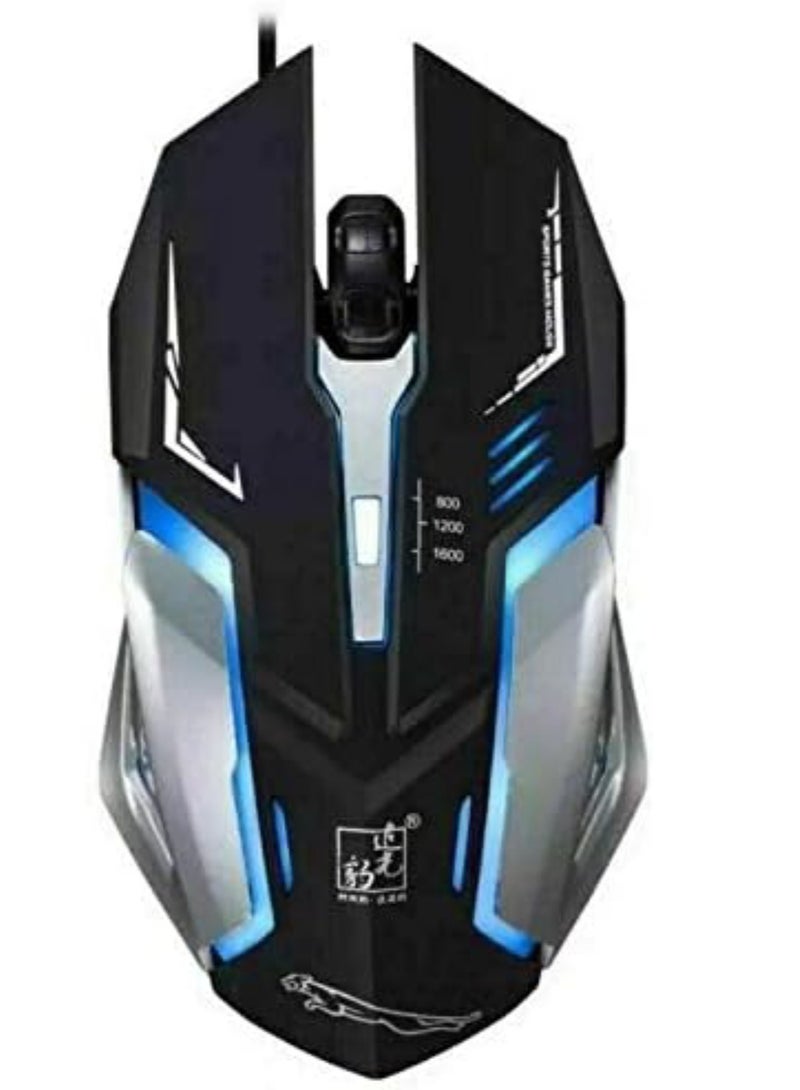Gaming Mouse LED Breathing Fire 4 on Silent USB Wired 1600 DPI Laptop PC (Matte Black) - Image 1