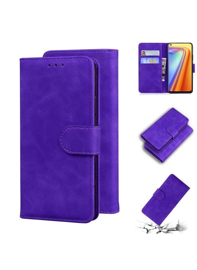 HuHa Case Cover For Realme 7/Realme Narzo 20 Pro Skin Feel Pure Color Flip Leather Phone Case Purple 