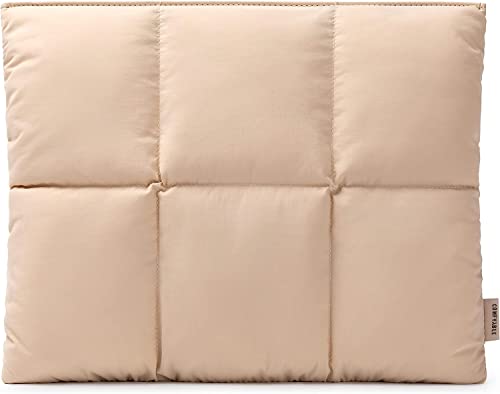 Comfyable Puffy Laptop Sleeve 13 Inch 14 Inch, Quilted Puffer Laptop Carrying Case, Pillow Case Compatible with MacBook Air M4 2025 M3 M2 M1, MacBook Pro M5 M4 Pro/Max, Sand - Image 1
