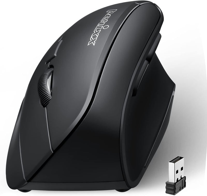 بيريكس فأر PERIMICE-715 لاسلكي 2.4G مريح عمودي - 800/1200/1600 نقطة في البوصة - لليد اليمنى - أسود - Image 1