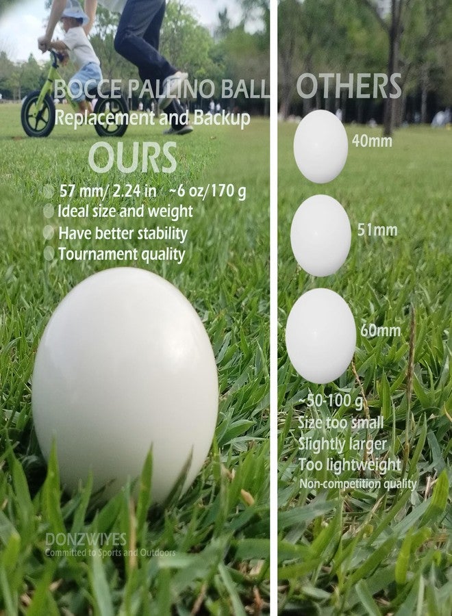 DONZWIYES Pallino Ball Replacement for Bocce and Boule Game, Tournament Quality 2.24 In/57 mm White Bocce Pallino Ball Replacement - Including Red Measuring Rope - Image 2