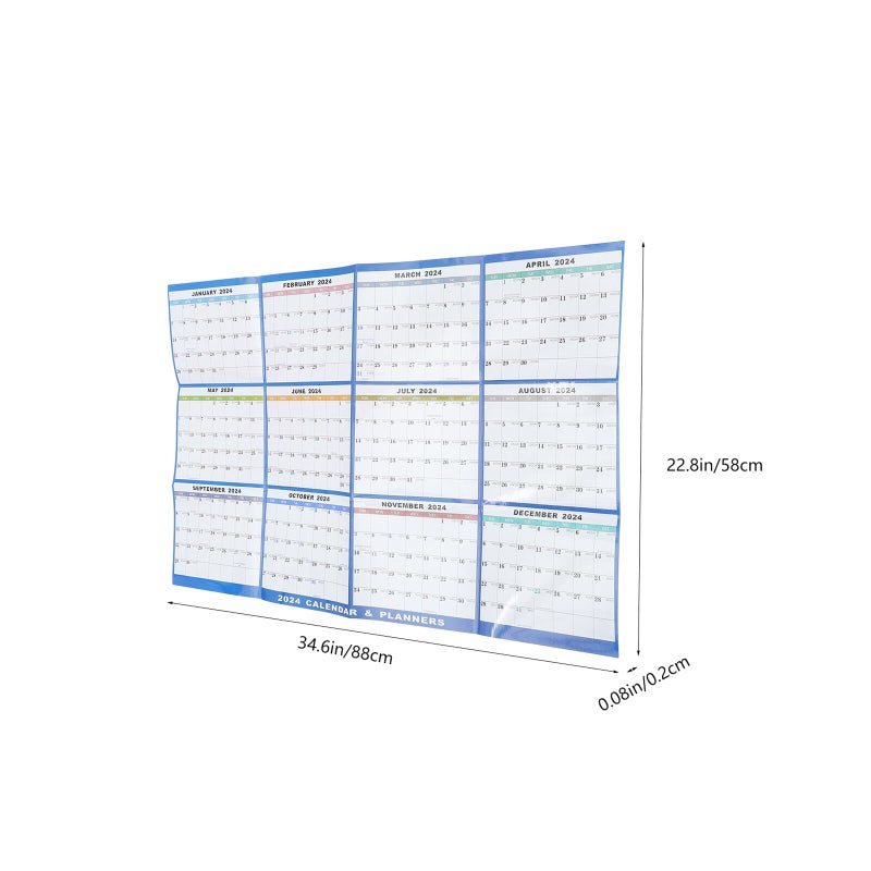 2024 Large Laminated Erasable Wall Calendar Double Sided Monthly Planner For Office Home - Image 3