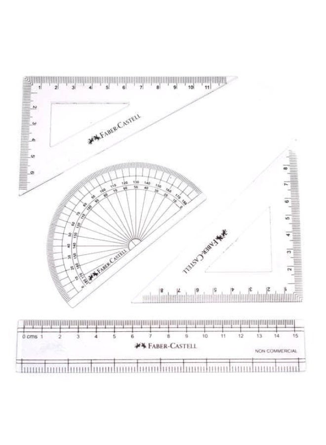 Faber-Castell Clear Math Geometry Tool Set, 4 Pieces - Image 1