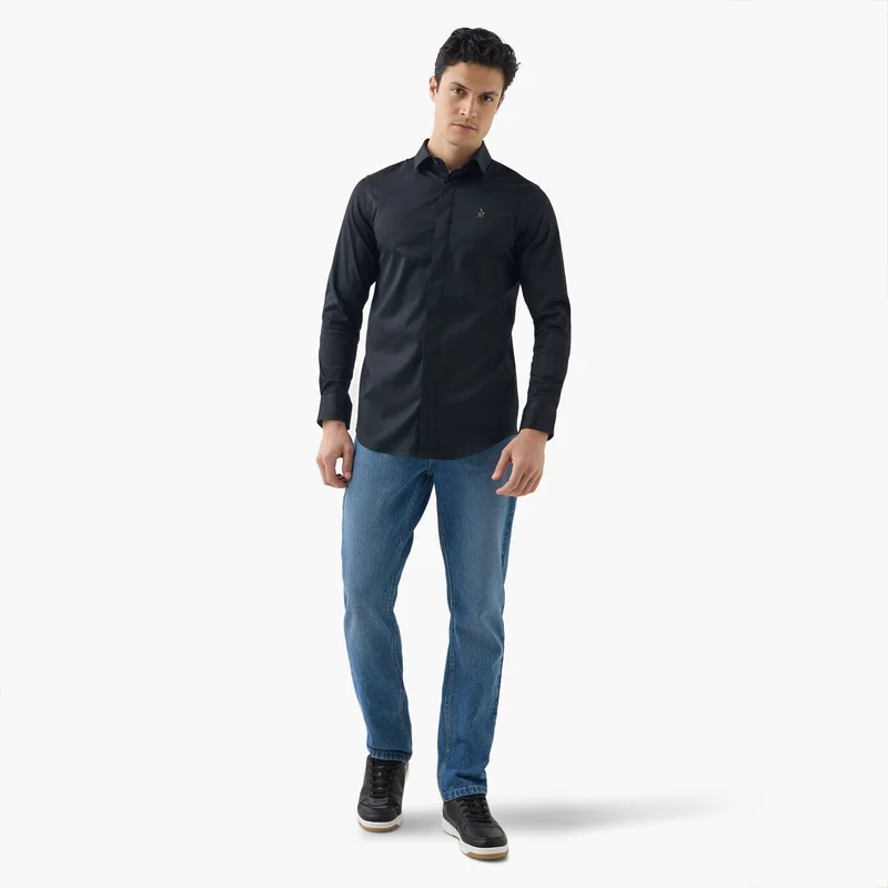 Emperor Emperor Regular Fit Logo Detail Shirt with Long Sleeves