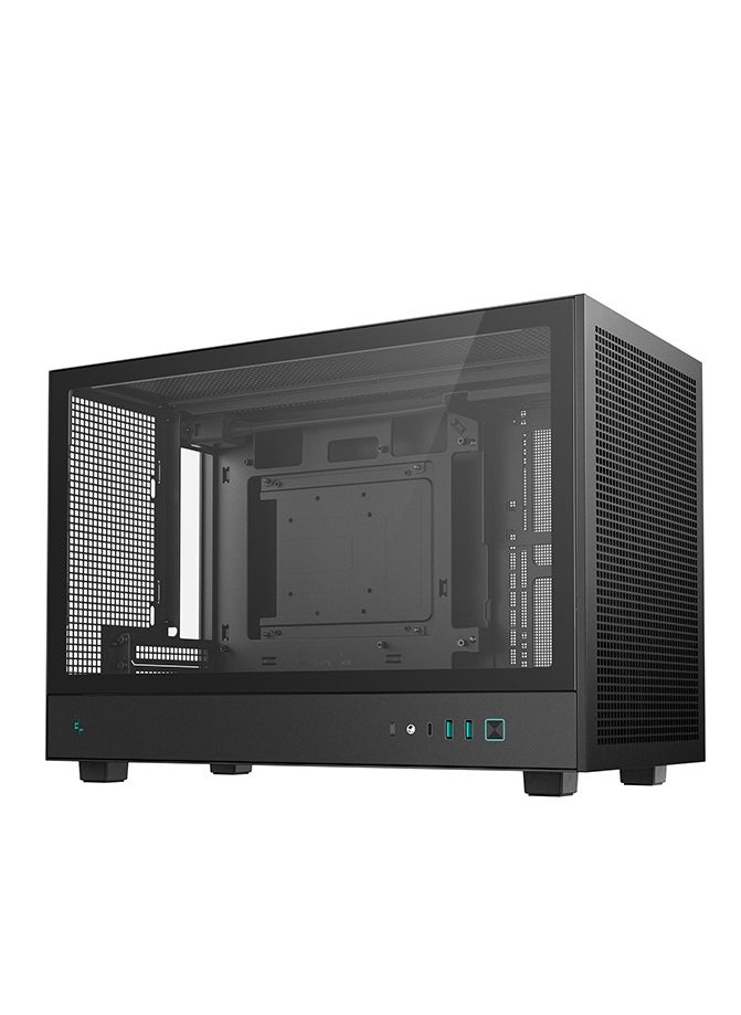 ديب كول هيكل CH260 صغير الحجم Micro-ATX، مصنوع من الزجاج المقسّى، مع تدفق هواء عالي، يدعم Mini-ITX وMicro-ATX، مع مبرد وحدة المعالجة المركزية حتى 174 مم، ووحدة معالجة الرسومات حتى 388 مم، ومنفذ USB 3.0 أمامي وUSB-C، ودعم مراوح ومبردات متعددة، لون أسود | R-CH260-BKNGM0-G-1  - Image 3