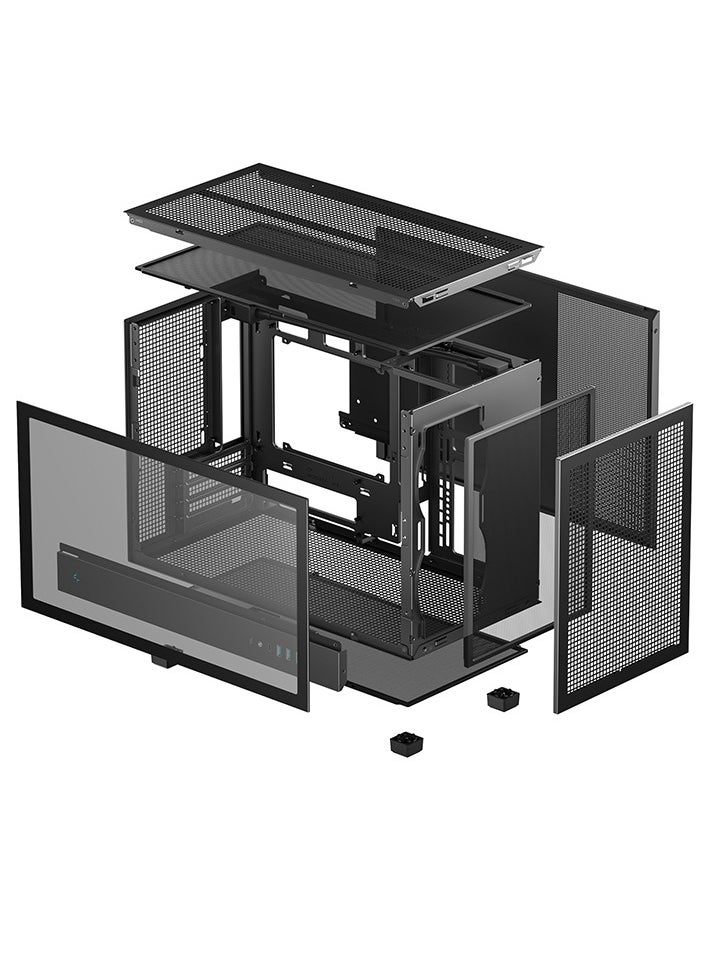 ديب كول - هيكل CH260 صغير الحجم Micro-ATX، مصنوع من الزجاج المقسّى، مع تدفق هواء عالي، يدعم Mini-ITX وMicro-ATX، مع مبرد وحدة المعالجة المركزية حتى 174 مم، ووحدة معالجة الرسومات حتى 388 مم، ومنفذ USB 3.0 أمامي وUSB-C، ودعم مراوح ومبردات متعددة، لون أسود | R-CH260-BKNGM0-G-1 - Image 1