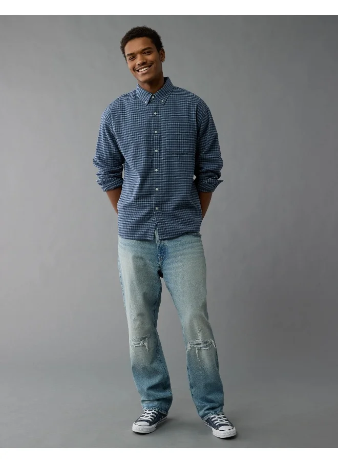 امريكان ايجل AE Everyday Plaid Flannel Button-Up Shirt
