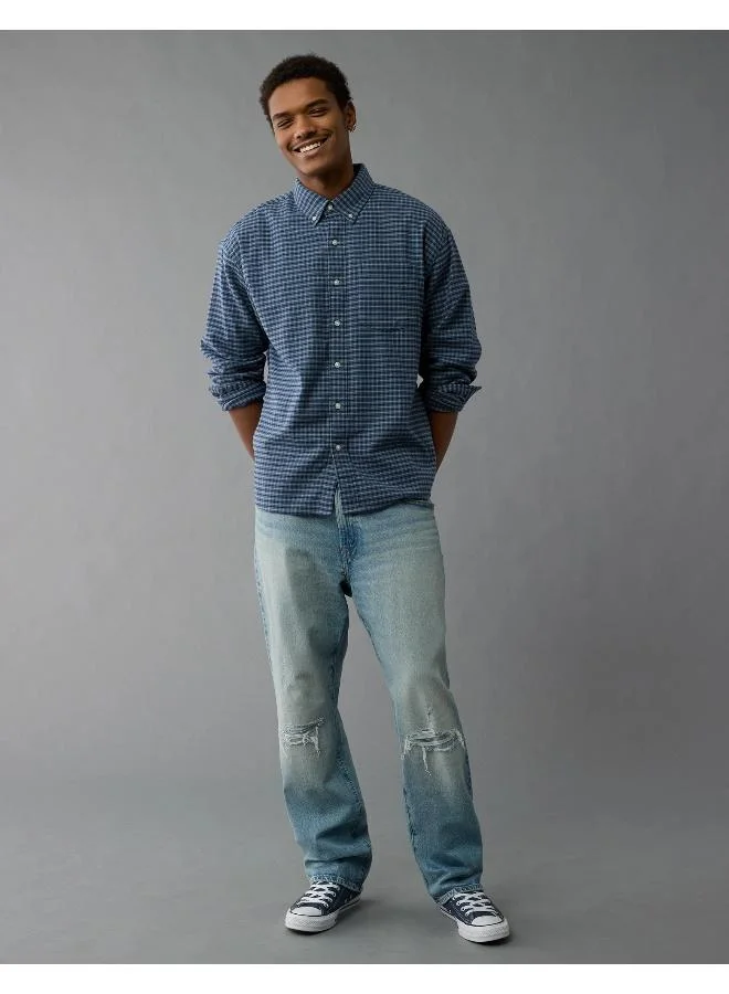American Eagle AE Everyday Plaid Flannel Button-Up Shirt