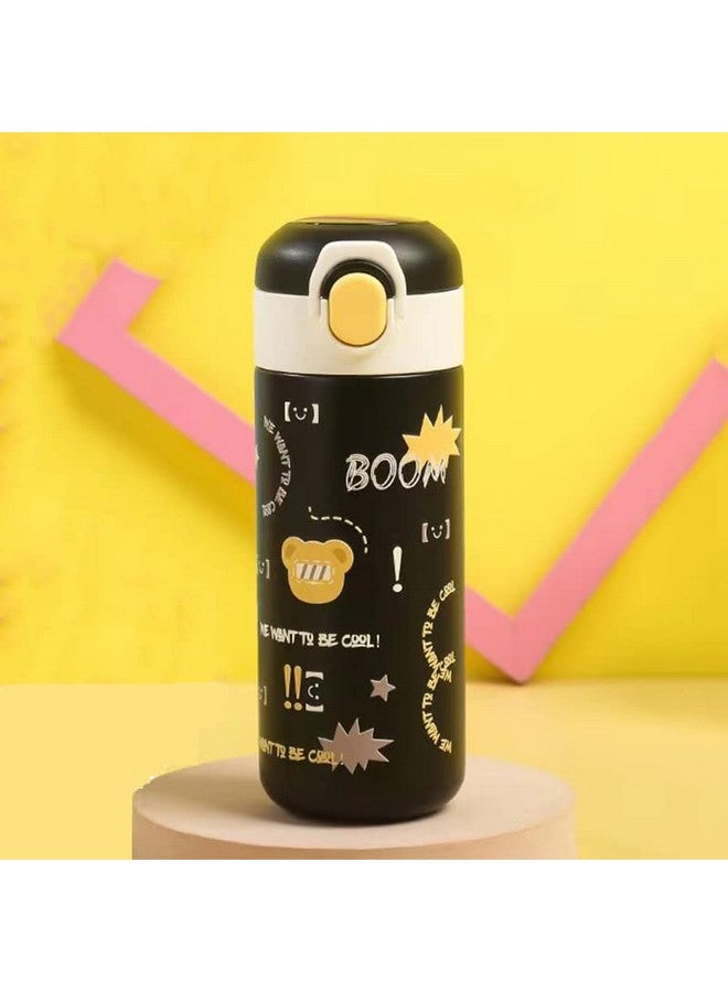 JUGTE Kids Water Bottle Stainless Steel Thermosteel Kids Water Bottle for Girls Boys Insulated School Water Bottle for Kids 480ML(Black) - Image 1