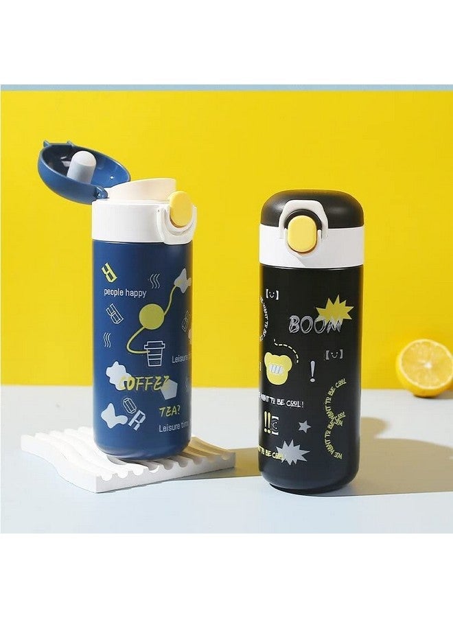 JUGTE Kids Water Bottle Stainless Steel Thermosteel Kids Water Bottle for Girls Boys Insulated School Water Bottle for Kids 480ML(Black) - Image 2