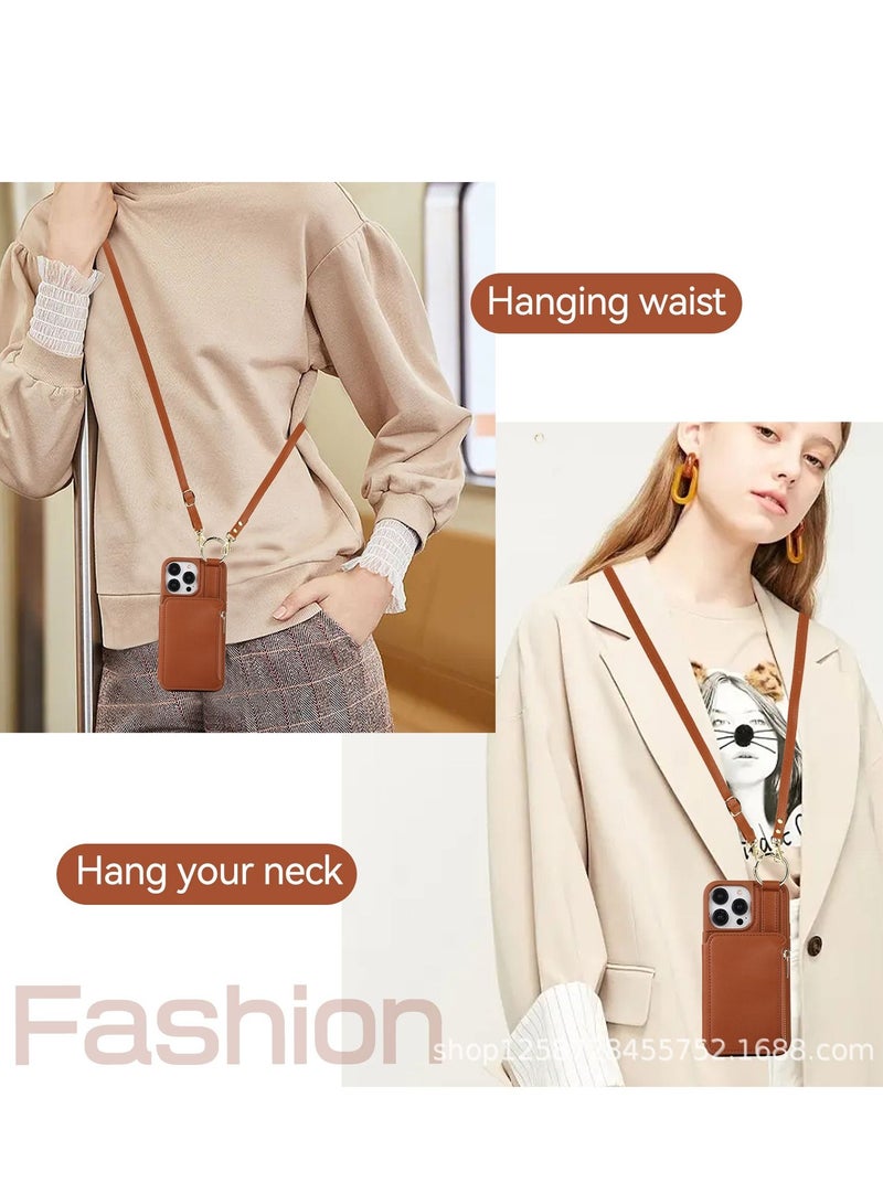 Y&D IPhone 14 phone case with protective case lanyard phone case leather sticker multi-functional phone case optional iPhone 14/iPhone 14 pro/iPhone 14 pro max/iPhone 14 plus - Image 4