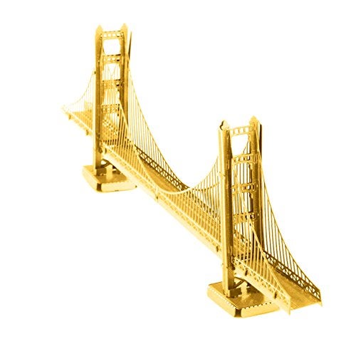 Fascinations Metal Earth 3D Laser Cut Model - San Francisco Golden Gate Bridge in Gold - Rare Earth Edition - Image 1