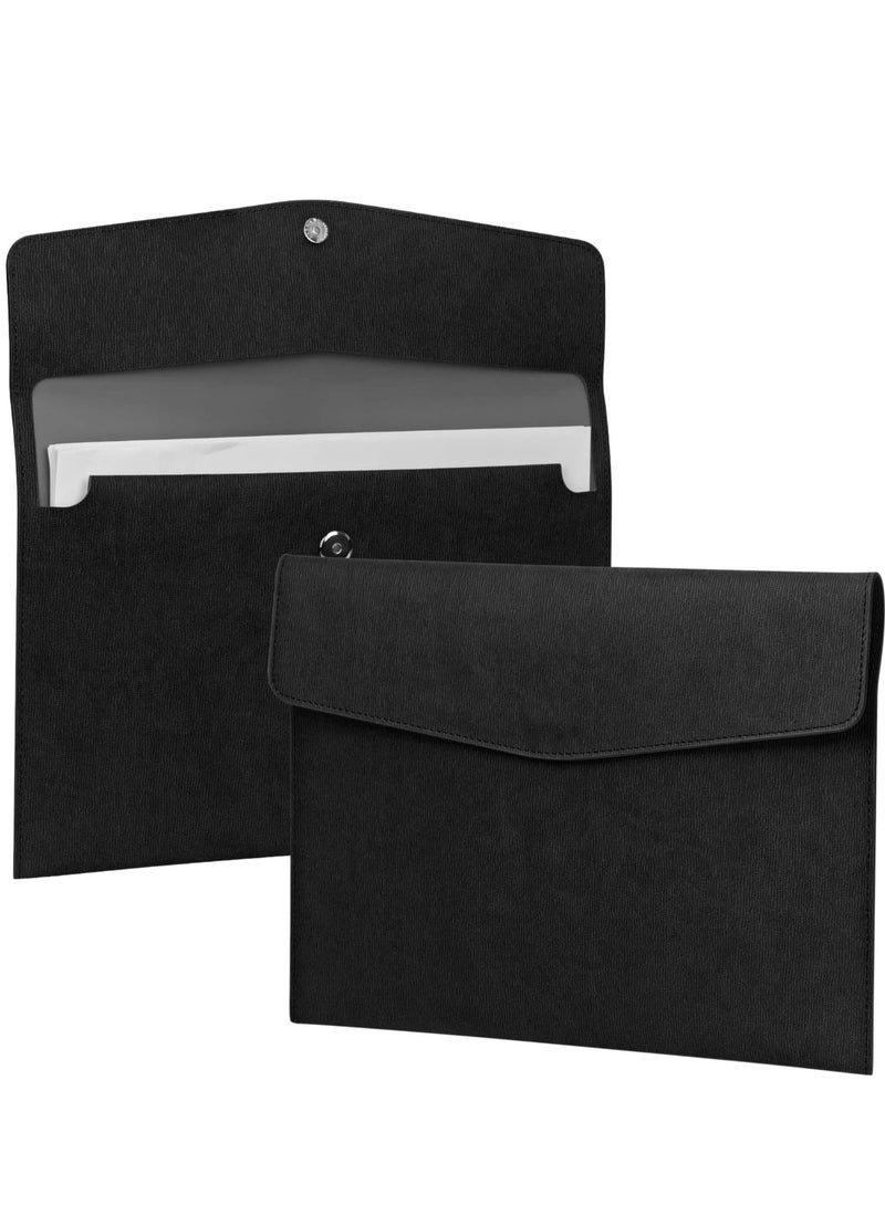 Chielor Chielor PU Leather File Folder, A4 Document Holder Waterproof Envelope Portfolio Case Tablet Sleeve with Magnetic Snap Closure for Home School Office Stationery Black  - Image 1