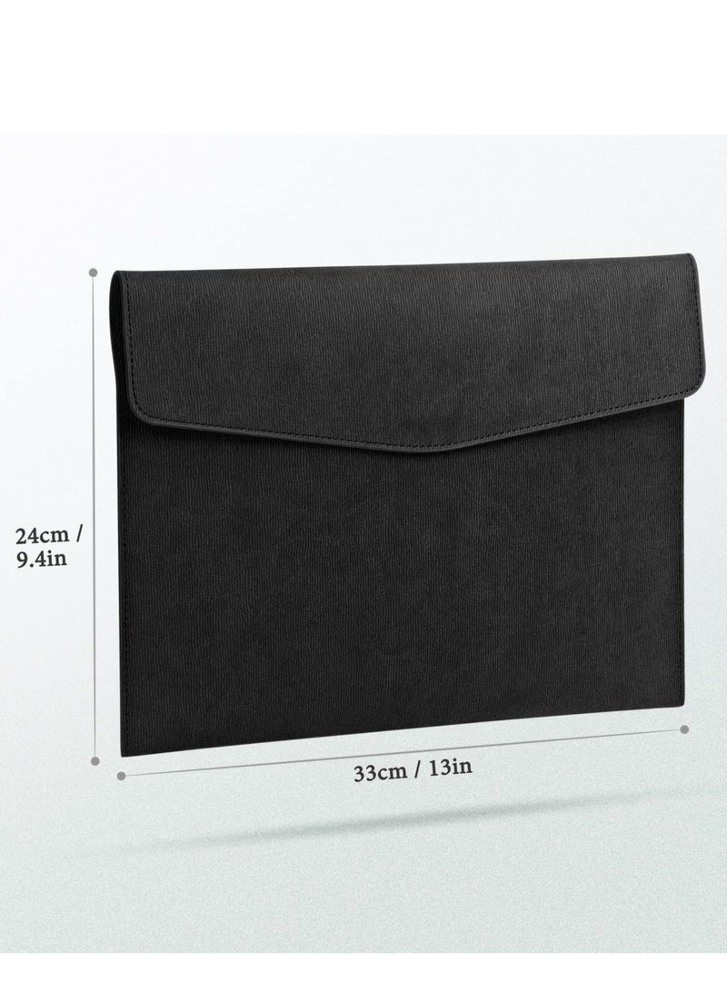 Chielor Chielor PU Leather File Folder, A4 Document Holder Waterproof Envelope Portfolio Case Tablet Sleeve with Magnetic Snap Closure for Home School Office Stationery Black  - Image 2