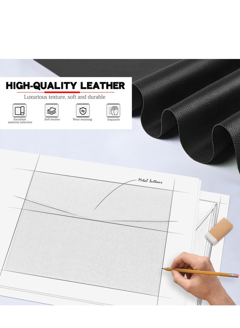 Chielor Chielor PU Leather File Folder, A4 Document Holder Waterproof Envelope Portfolio Case Tablet Sleeve with Magnetic Snap Closure for Home School Office Stationery Black  - Image 4