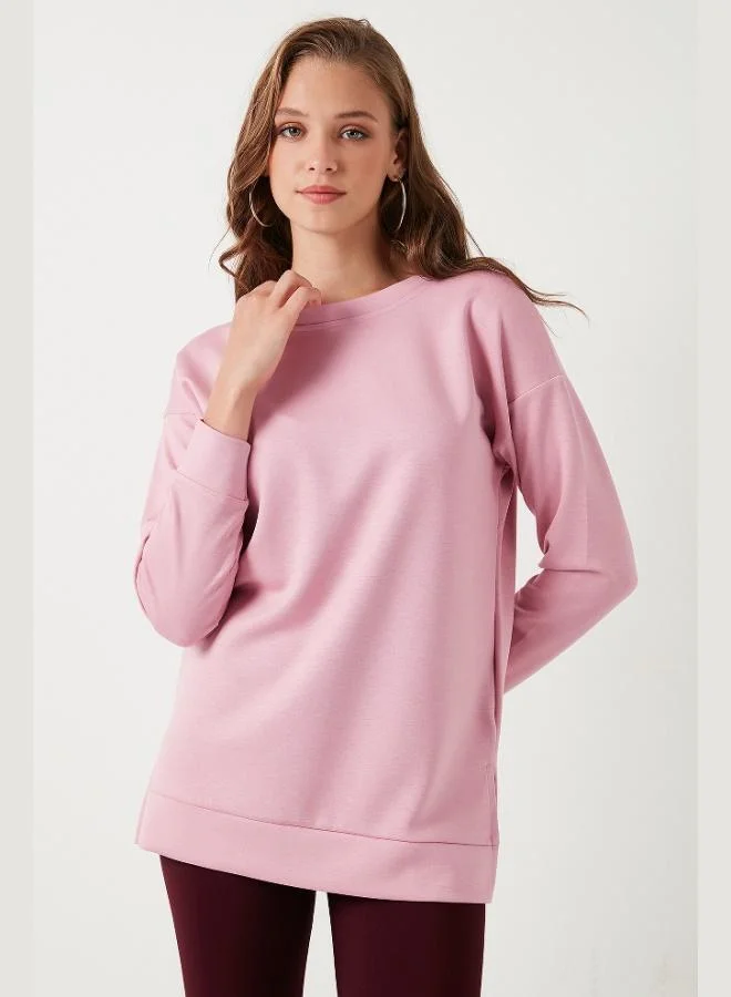 ليلا ليلا سويت شيرت نسائي بقصة واسعة وياقة دائرية من قماش المودال