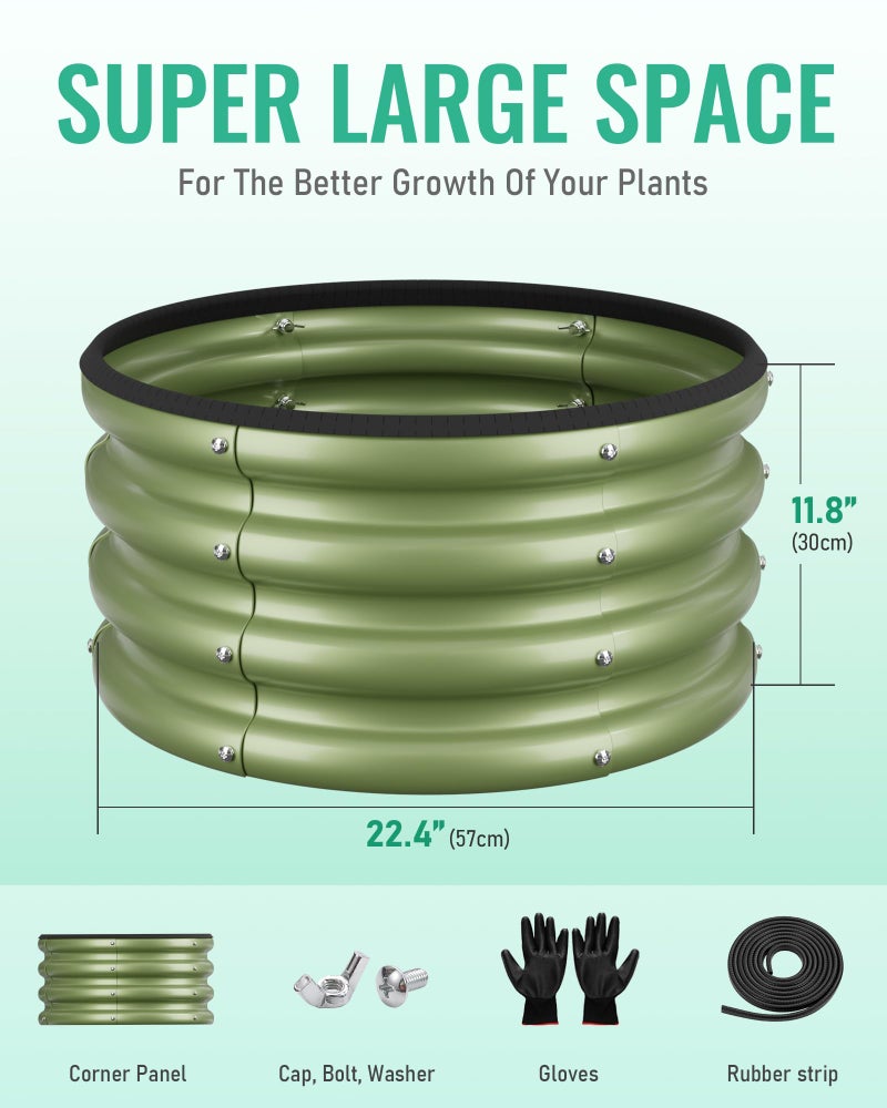ZXZYHFTY Raised Garden Bed, 0.6 mm Galvanized Steel Round Planter Box with Open Bottom, Green, 2 x 2 x 1 FT, 2 Pack - Image 4