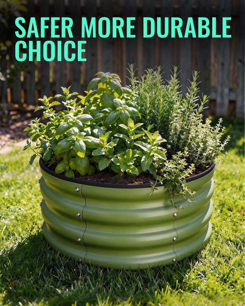 ZXZYHFTY Raised Garden Bed, 0.6 mm Galvanized Steel Round Planter Box with Open Bottom, Green, 2 x 2 x 1 FT, 2 Pack - Image 3