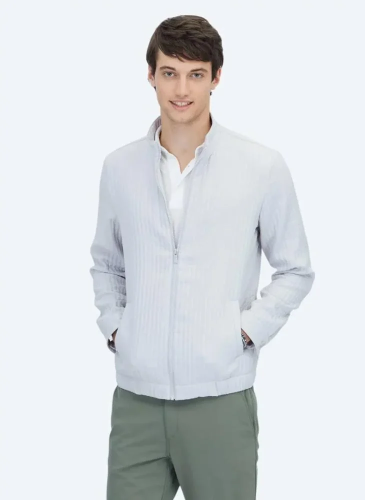 كيب معطف رمادي بقصة عادية من الصوف المحبوك