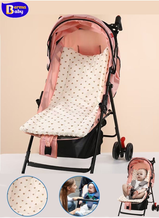 Berma Baby Baby stroller seat pad toddler seat pad universal breathable soft newborn baby stroller seat pad baby dining car seat lining boys and girls baby stroller pure cotton seat pad (love)  - Image 1