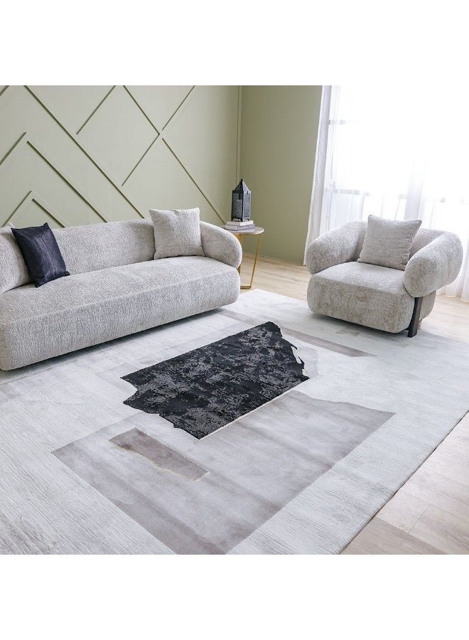 DANUBE HOME Galeria Lux Modern Rug | Washable Modern Rugs Style | Polypropylene + Polyester Area Rug Floor Covering | Indoor Carpet For Living Room Dining Bedroom 240x340cm-Grey White-231300472295 - Image 3