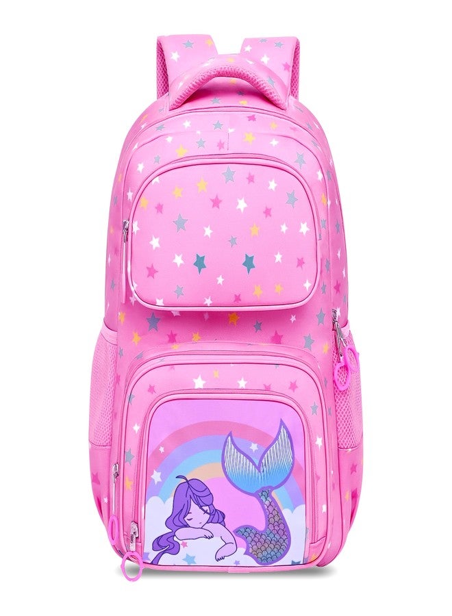 TRUE HUMAN Tiny Teen Multipurpose Lightweight/Casual backpack for School/college/travel/Tuition Bag For Girls/Kids (STAR MERMAID) (STAR PINK)