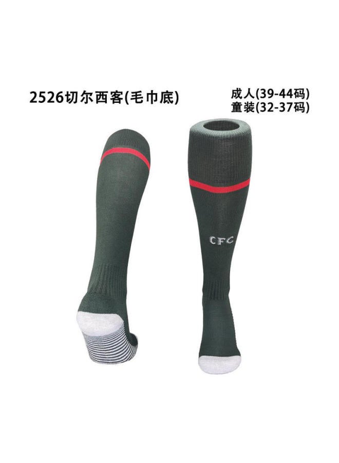2526 Chelsea Away Black Green 2526 Football Socks Non-slip Sports Socks For Children Boys High-tube Towel Bottom Long Socks Towel Bottom Patented Technology