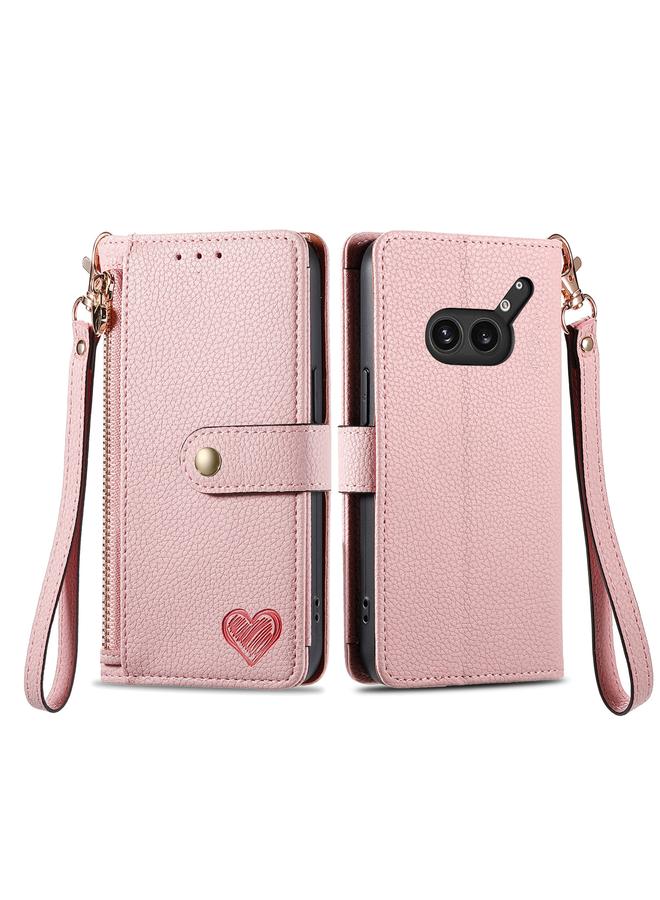 S-TOP Case For Nothing Phone 2a Plus Love Zipper Lanyard Leather Phone Case - Image 2