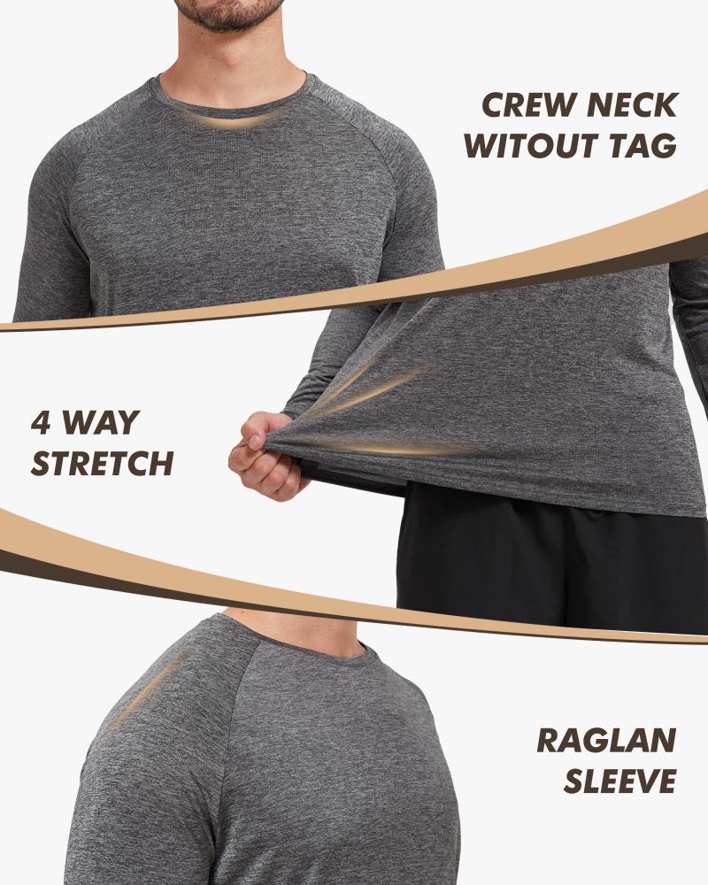 BOOJO 7 Pack Long Sleeve Shirts for Men - Quick Dry Moisture Wicking Sun Protection UV UPF T-Shirts for Fishing Workout Gym - Image 4
