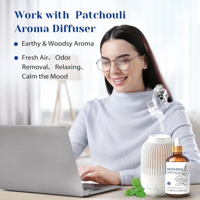 Patchouli Essential Oil, Pure Natural and Organic, for Perfume Making, Diffuser and Skin - 3.38 Fl Oz - Image 2