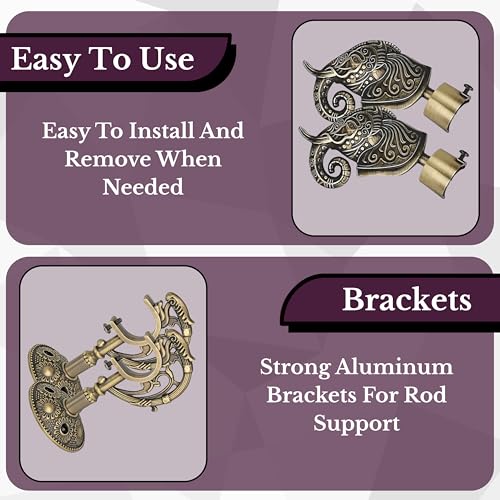 GLOXY ENTERPRISE GLOXY Aluminium Rajwada Elephant Shape Antique Curtain Brackets with Support 1 Inch Rod Pocket Finials Designer Window(4 Pair) - Stylish, Durable Window Decor Solution for Elegant Home Interiors - Image 5