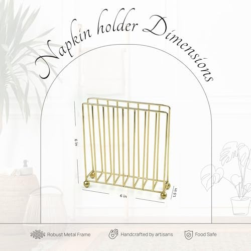 Nestroots Metallic Tissue Paper Holder | Finest Napkin Holder for Dining Table & Kitchen | 6 Inches Tissue Stand for Home, Office & Restaurant - Image 3