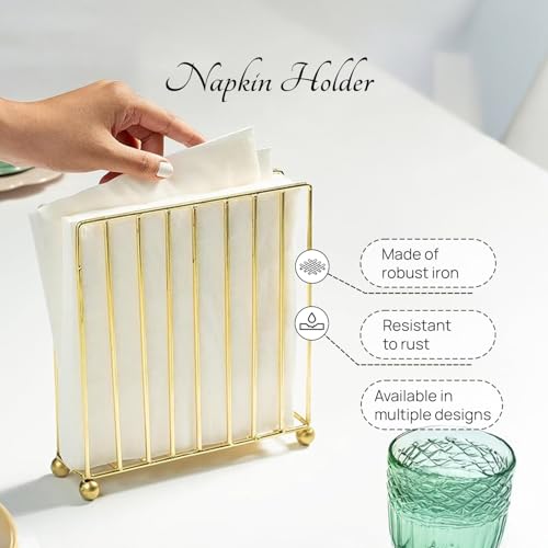 Nestroots Metallic Tissue Paper Holder | Finest Napkin Holder for Dining Table & Kitchen | 6 Inches Tissue Stand for Home, Office & Restaurant - Image 5