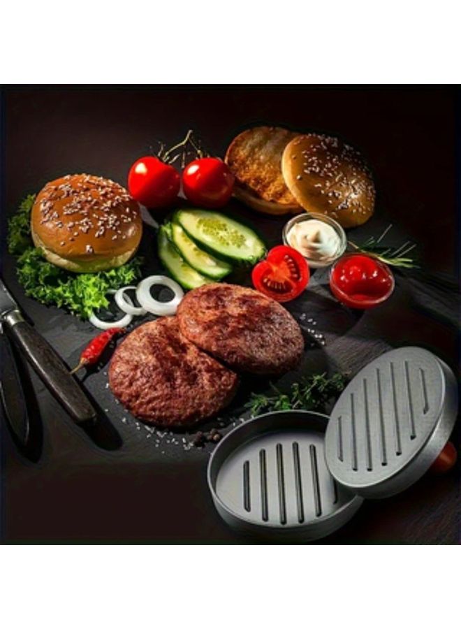 Stainless Steel Burger Press With Wooden Handle And 50 Meat Parchment Sheets - Image 1