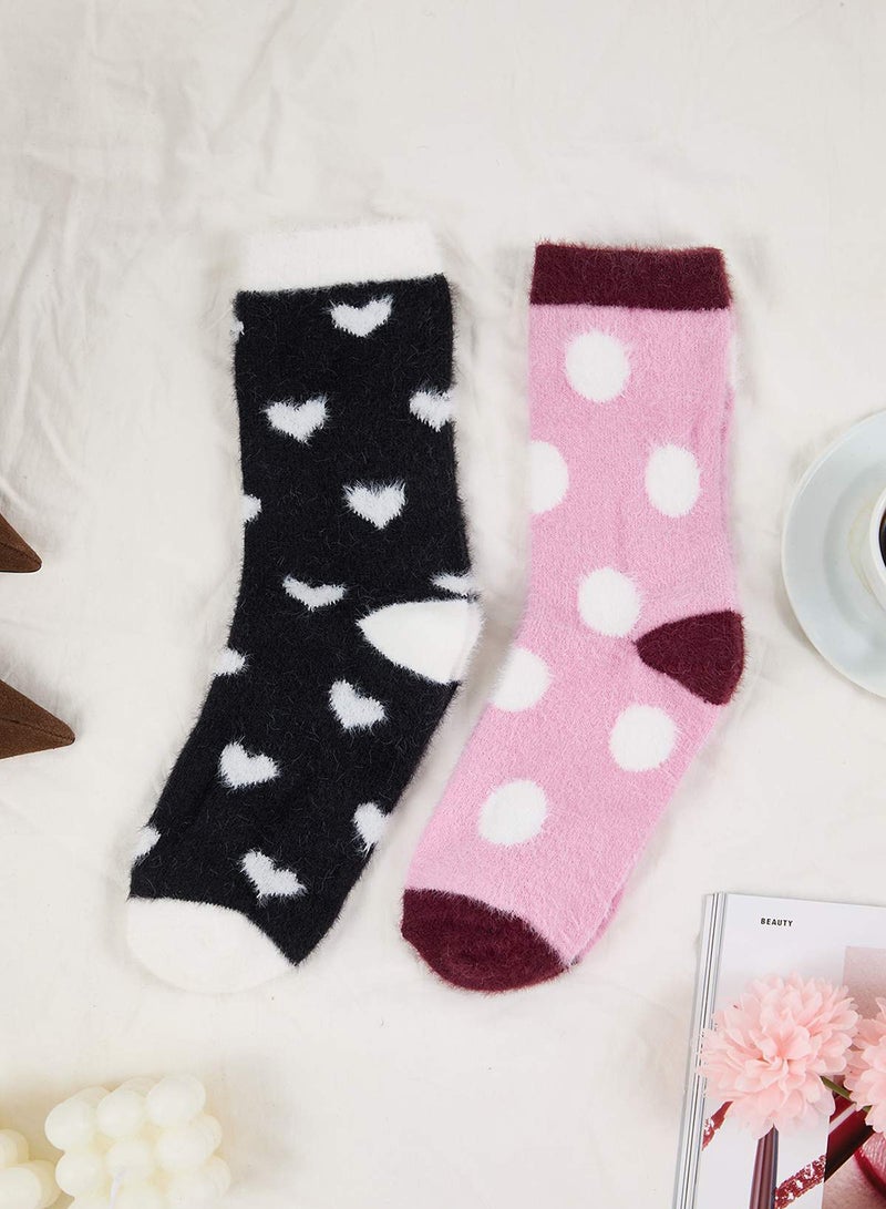 trendyol PinkMulticolor 2Piece Heart Towel Knitted Socks - Image 3