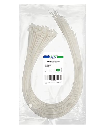 HS Extra Long Heavy Duty Zip Tie Straps (50 Pack) Thick 0.35 Inch Plastic Duct Zip Ties Heavy Duty 200 Pounds Clear,White Large Zip Ties 36 Inch for HVAC,Travel,Packaging,Vessel - Image 1