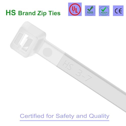 HS Extra Long Heavy Duty Zip Tie Straps (50 Pack) Thick 0.35 Inch Plastic Duct Zip Ties Heavy Duty 200 Pounds Clear,White Large Zip Ties 36 Inch for HVAC,Travel,Packaging,Vessel - Image 4
