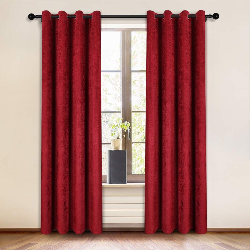 ELKCA DoubleSided Burgundy Red Chenille Window Curtains for Living Room Curtains for Festival HolidayBurgundy Red 52 W x 84 L2 Panels