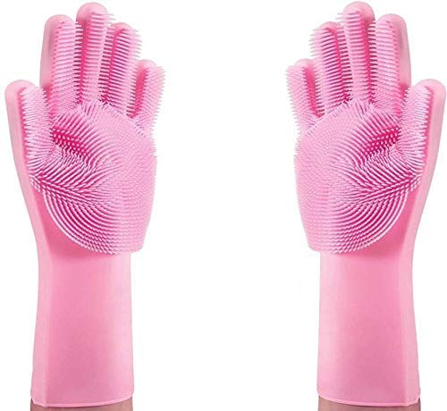 SEASPIRIT Silicone Scrubbing Gloves, Dish washing, Kitchen cleaning, Bathroom Cleaning, Car Cleaning, Pet Grooming gloves (Multicolor,Pack of 2) - Image 3