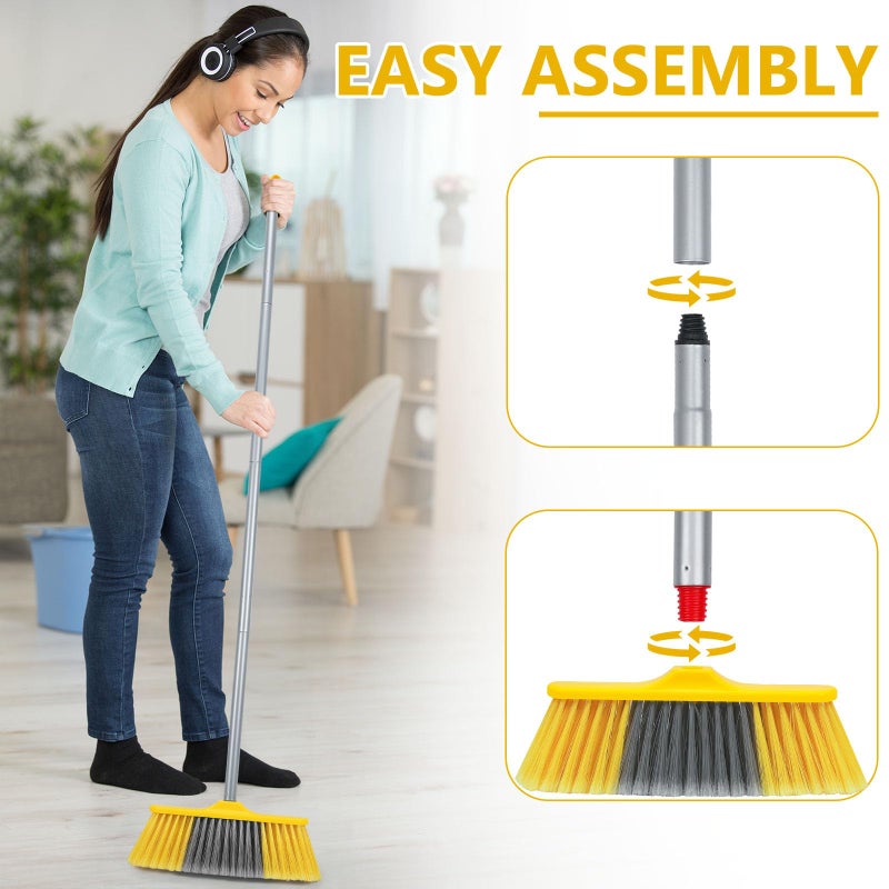 TreeLen Indoor Broom for Floors 55â€ Soft Bristle Brooms for Sweeping Indoor/Outdoor to Clean Kitchen, Lobby, Office, Hardwood, Tile, Concrete, Patio, Deck-Yellow - Image 5
