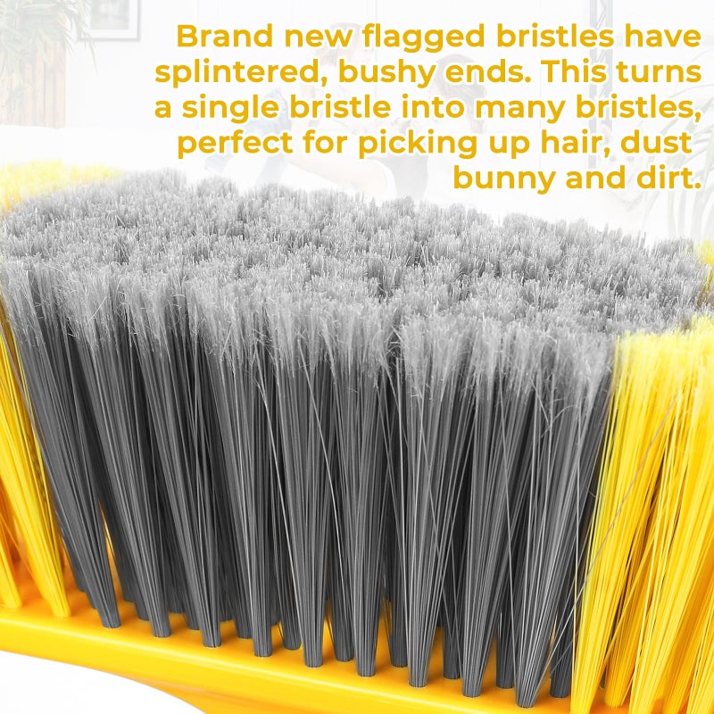 TreeLen Indoor Broom for Floors 55â€ Soft Bristle Brooms for Sweeping Indoor/Outdoor to Clean Kitchen, Lobby, Office, Hardwood, Tile, Concrete, Patio, Deck-Yellow - Image 2