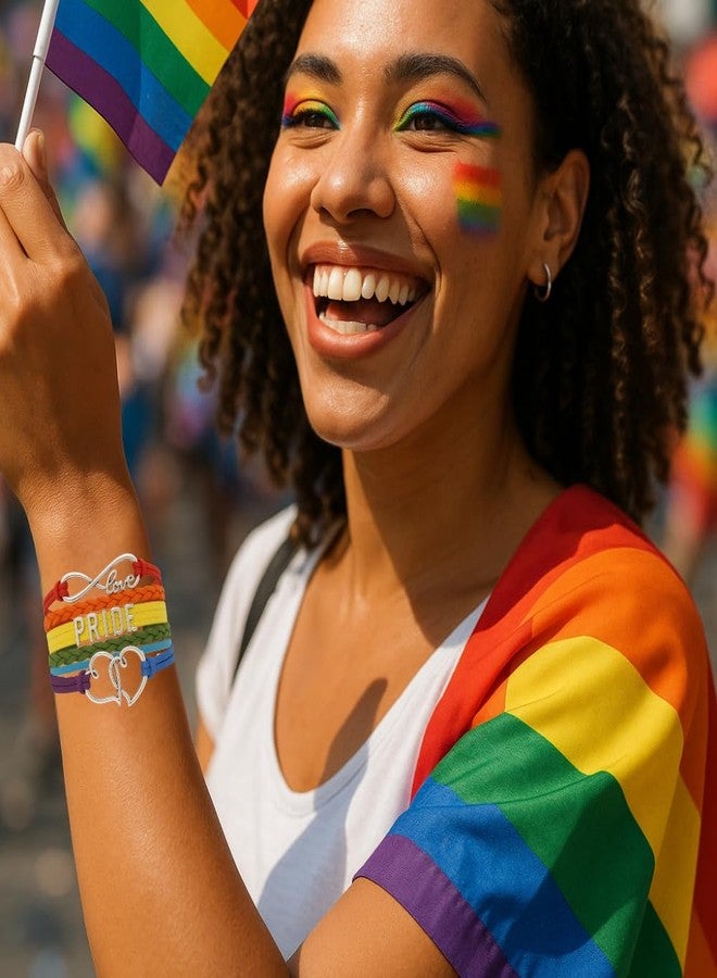 Infinity Collection - Gay Pride Charm Bracelet, LGBT Bracelet, Gay Pride Jewelry, Adjustable Bracelet for Women with Infinity Love Symbol and Hearts - Image 3