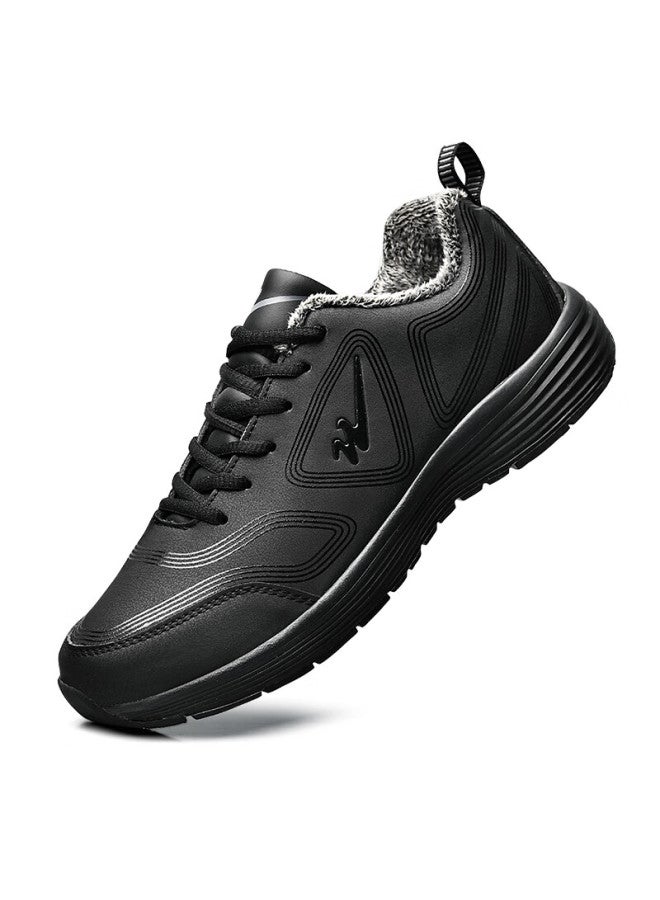 Double Star Winter Fleece-lined Warm Waterproof Shock-absorbing Lightweight Durable Running Shoes Size 38 Black - Image 5