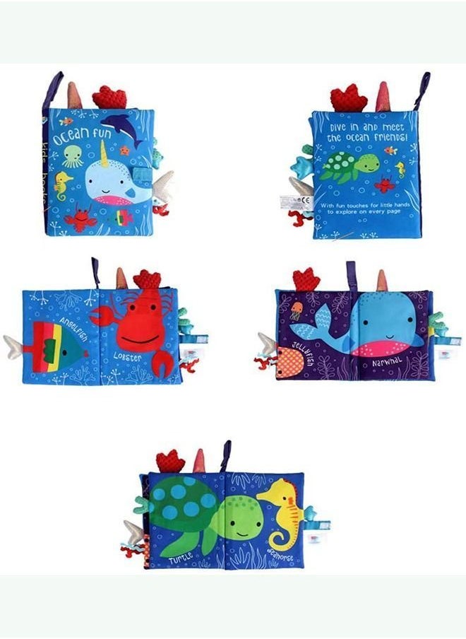 Y&D Soft Baby Crinkle Cloth Book for Dinosaur and Ocean Tail Early Education Toy (2 Packs)  - Image 5